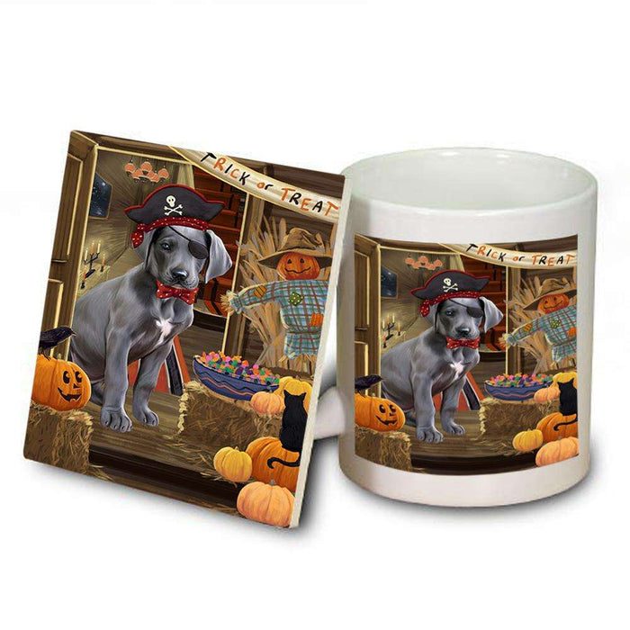 Enter at Own Risk Trick or Treat Halloween Great Dane Dog Mug and Coaster Set MUC53133