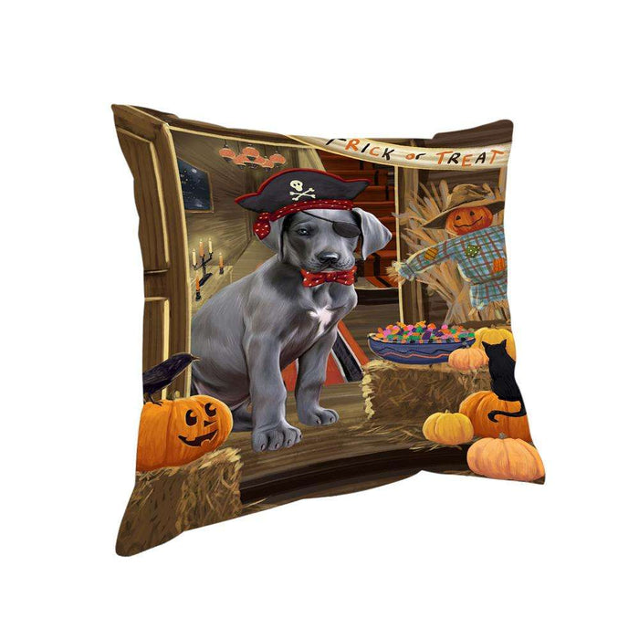 Enter at Own Risk Trick or Treat Halloween Great Dane Dog Pillow PIL69072