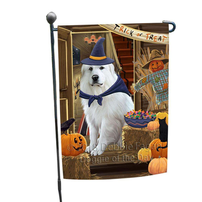 Enter at Own Risk Trick or Treat Halloween Great Pyrenee Dog Garden Flag GFLG53206