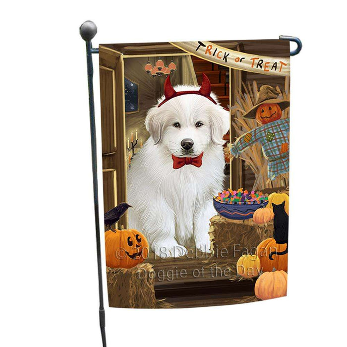 Enter at Own Risk Trick or Treat Halloween Great Pyrenee Dog Garden Flag GFLG53209