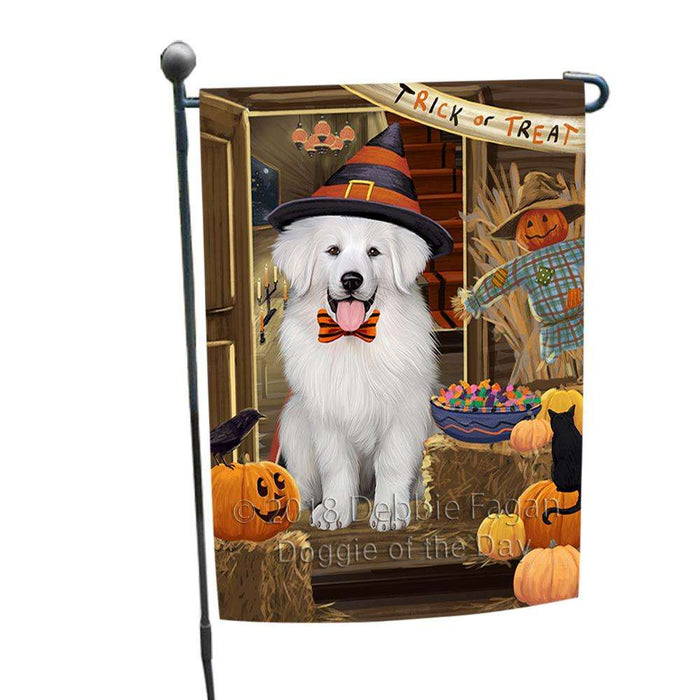 Enter at Own Risk Trick or Treat Halloween Great Pyrenee Dog Garden Flag GFLG53210