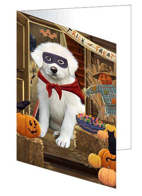 Enter at Own Risk Trick or Treat Halloween Great Pyrenee Dog Handmade Artwork Assorted Pets Greeting Cards and Note Cards with Envelopes for All Occasions and Holiday Seasons GCD63464