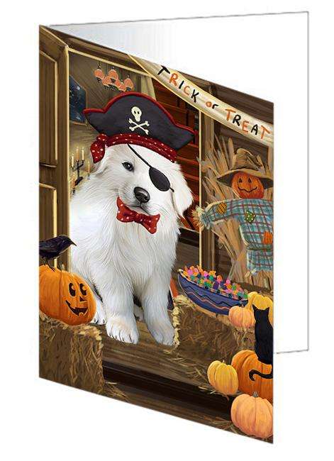 Enter at Own Risk Trick or Treat Halloween Great Pyrenee Dog Handmade Artwork Assorted Pets Greeting Cards and Note Cards with Envelopes for All Occasions and Holiday Seasons GCD63467