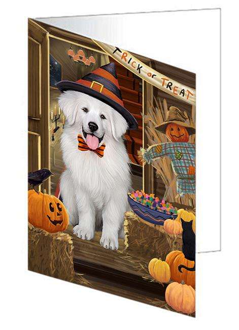 Enter at Own Risk Trick or Treat Halloween Great Pyrenee Dog Handmade Artwork Assorted Pets Greeting Cards and Note Cards with Envelopes for All Occasions and Holiday Seasons GCD63473