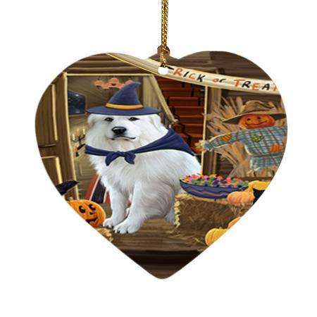 Enter at Own Risk Trick or Treat Halloween Great Pyrenee Dog Heart Christmas Ornament HPOR53144
