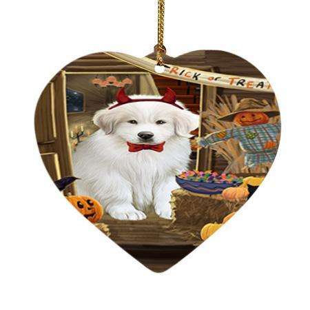Enter at Own Risk Trick or Treat Halloween Great Pyrenee Dog Heart Christmas Ornament HPOR53147