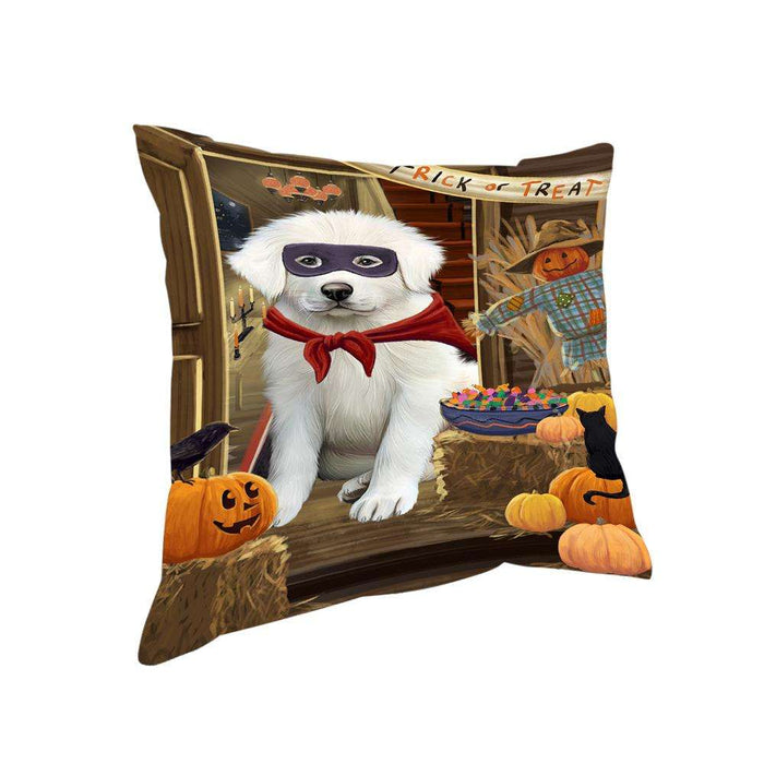Enter at Own Risk Trick or Treat Halloween Great Pyrenee Dog Pillow PIL69088