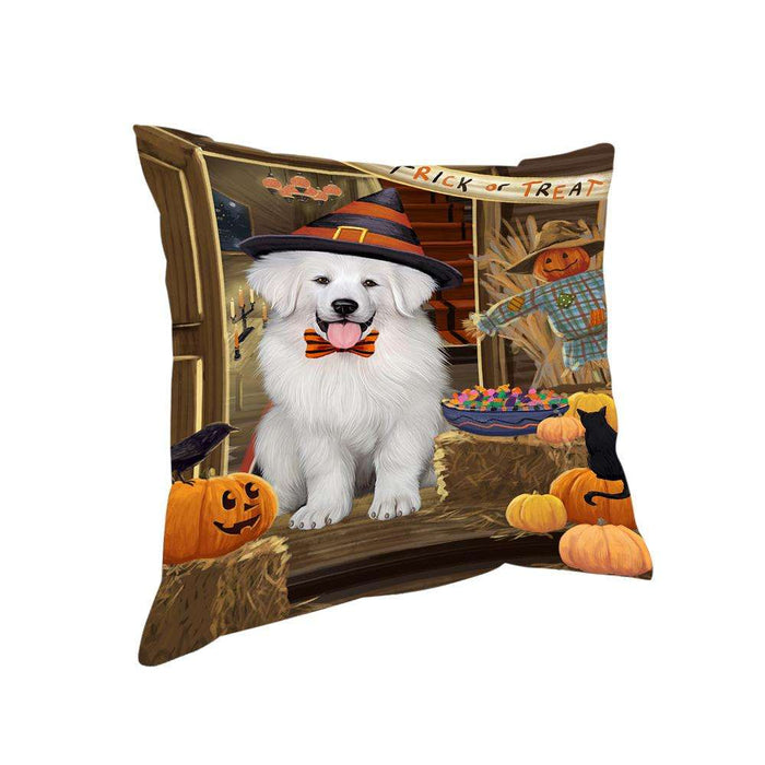 Enter at Own Risk Trick or Treat Halloween Great Pyrenee Dog Pillow PIL69100
