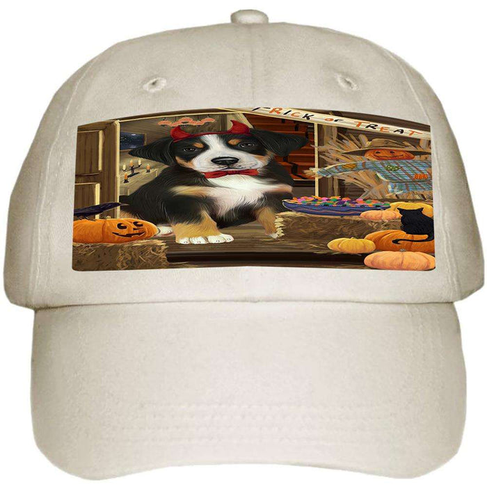 Enter at Own Risk Trick or Treat Halloween Greater Swiss Mountain Dog Ball Hat Cap HAT63189