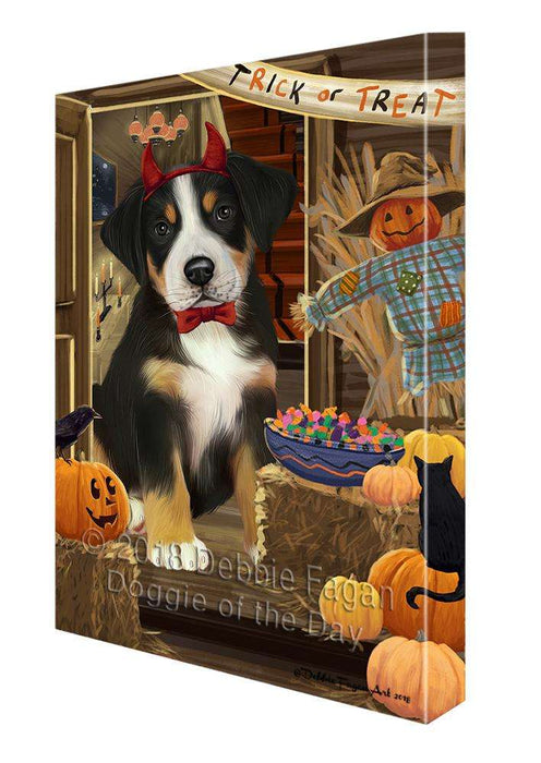 Enter at Own Risk Trick or Treat Halloween Greater Swiss Mountain Dog Canvas Print Wall Art Décor CVS96218