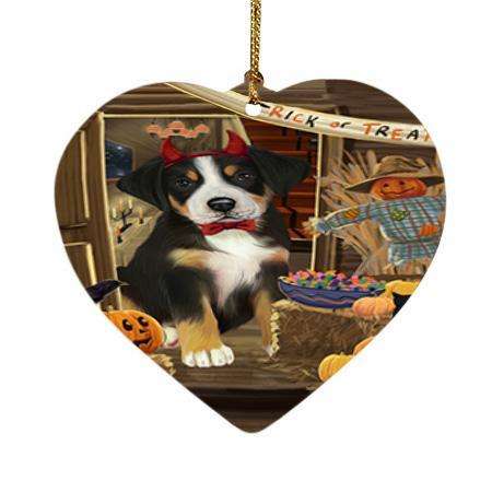 Enter at Own Risk Trick or Treat Halloween Greater Swiss Mountain Dog Heart Christmas Ornament HPOR53152