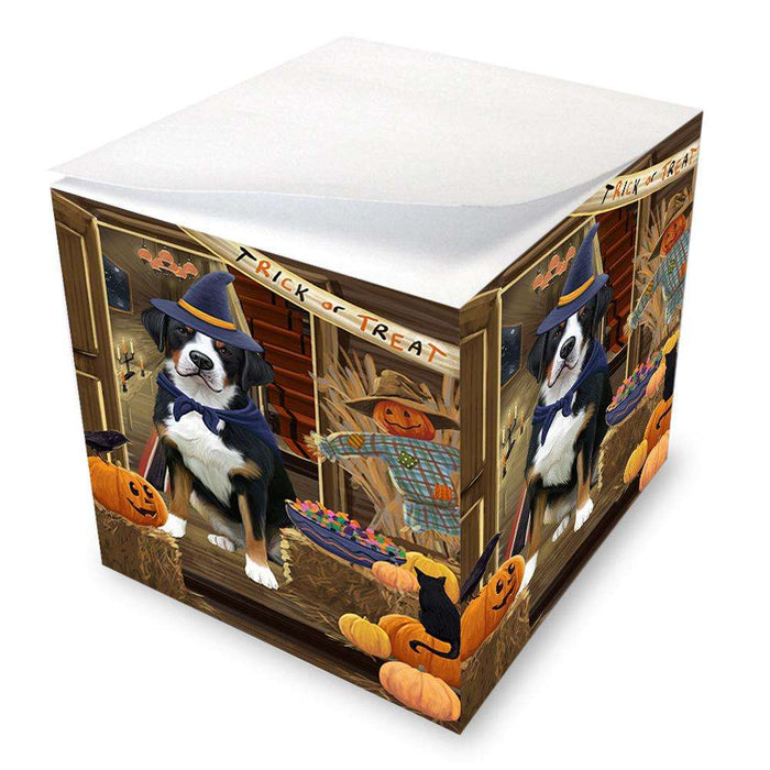 Enter at Own Risk Trick or Treat Halloween Greater Swiss Mountain Dog Note Cube NOC53149