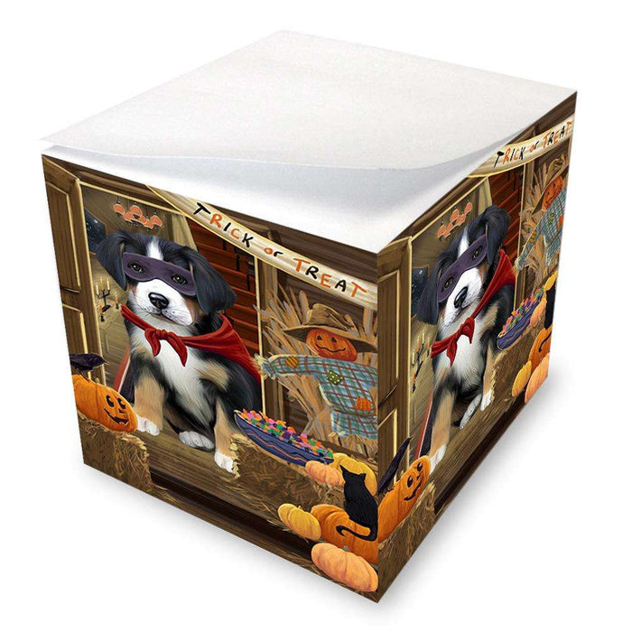 Enter at Own Risk Trick or Treat Halloween Greater Swiss Mountain Dog Note Cube NOC53150