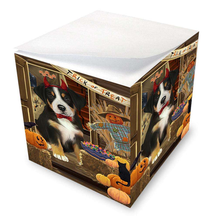 Enter at Own Risk Trick or Treat Halloween Greater Swiss Mountain Dog Note Cube NOC53152