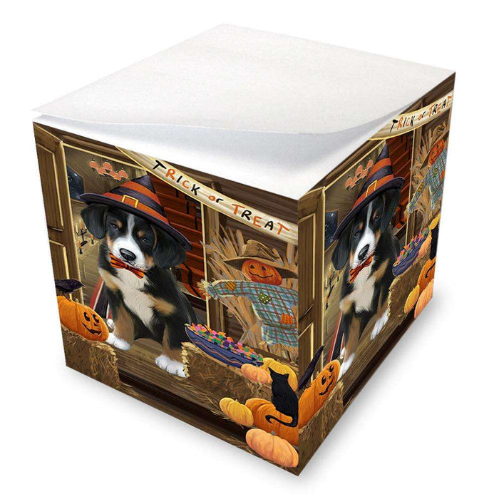 Enter at Own Risk Trick or Treat Halloween Greater Swiss Mountain Dog Note Cube NOC53153