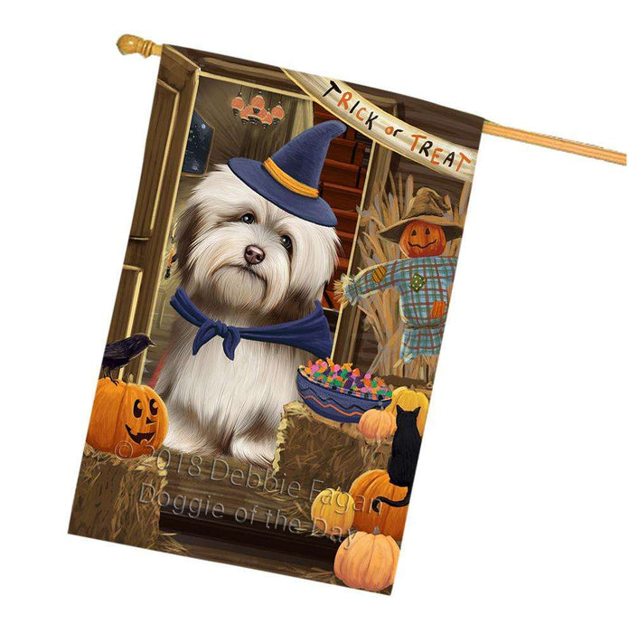 Enter at Own Risk Trick or Treat Halloween Havanese Dog House Flag FLG53352