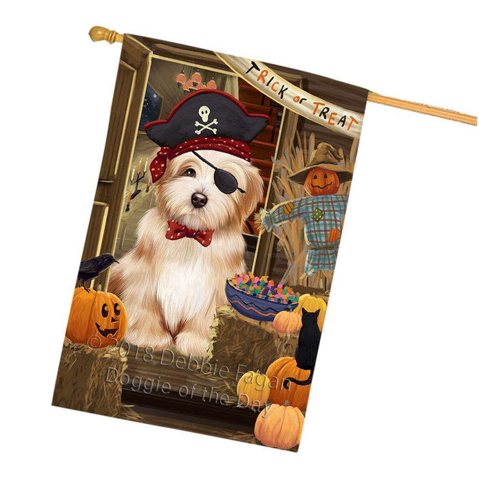 Enter at Own Risk Trick or Treat Halloween Havanese Dog House Flag FLG53354