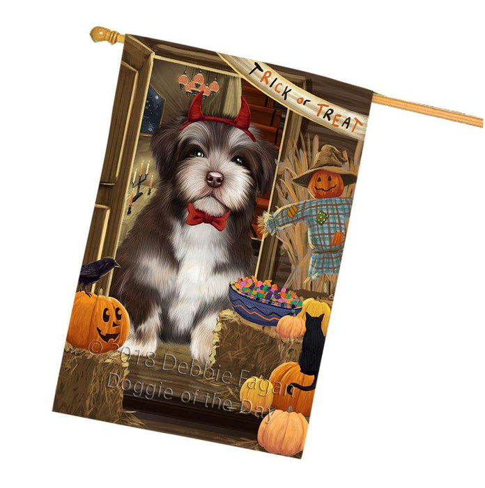 Enter at Own Risk Trick or Treat Halloween Havanese Dog House Flag FLG53355