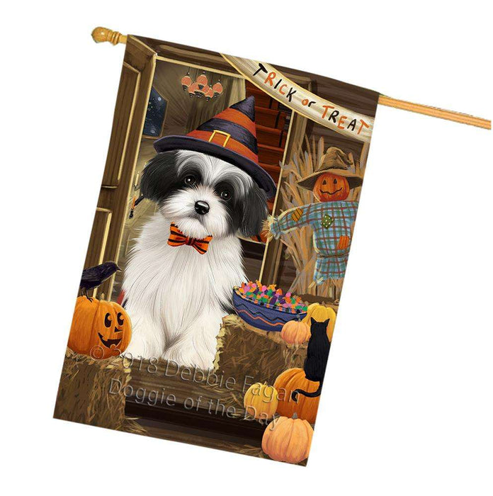 Enter at Own Risk Trick or Treat Halloween Havanese Dog House Flag FLG53356
