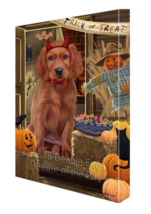 Enter at Own Risk Trick or Treat Halloween Irish Setter Dog Canvas Print Wall Art Décor CVS96308