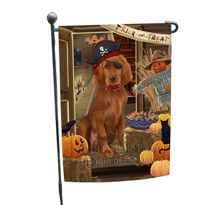 Enter at Own Risk Trick or Treat Halloween Irish Setter Dog Garden Flag GFLG53223