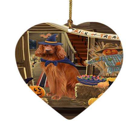 Enter at Own Risk Trick or Treat Halloween Irish Setter Dog Heart Christmas Ornament HPOR53159
