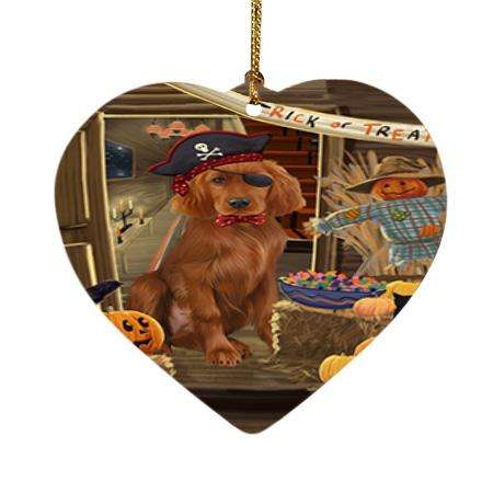 Enter at Own Risk Trick or Treat Halloween Irish Setter Dog Heart Christmas Ornament HPOR53161