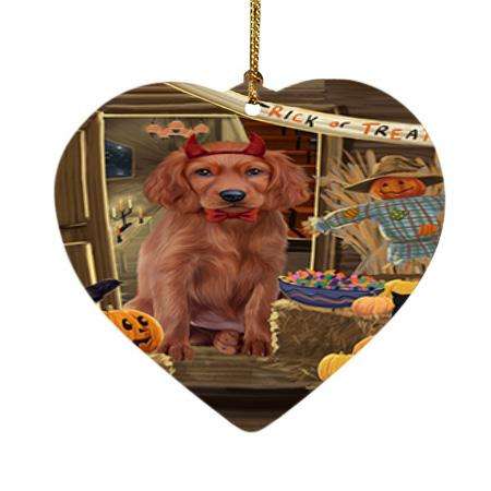 Enter at Own Risk Trick or Treat Halloween Irish Setter Dog Heart Christmas Ornament HPOR53162