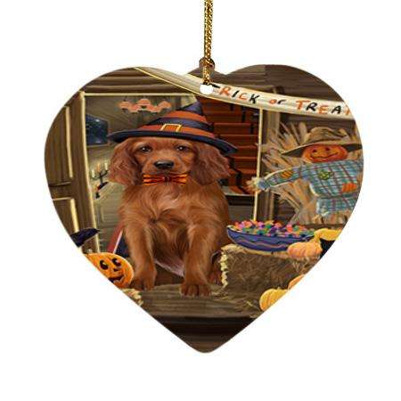 Enter at Own Risk Trick or Treat Halloween Irish Setter Dog Heart Christmas Ornament HPOR53163
