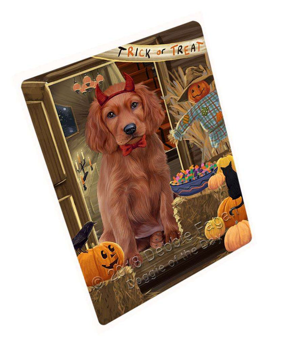 Enter at Own Risk Trick or Treat Halloween Irish Setter Dog Large Refrigerator / Dishwasher Magnet RMAG79854