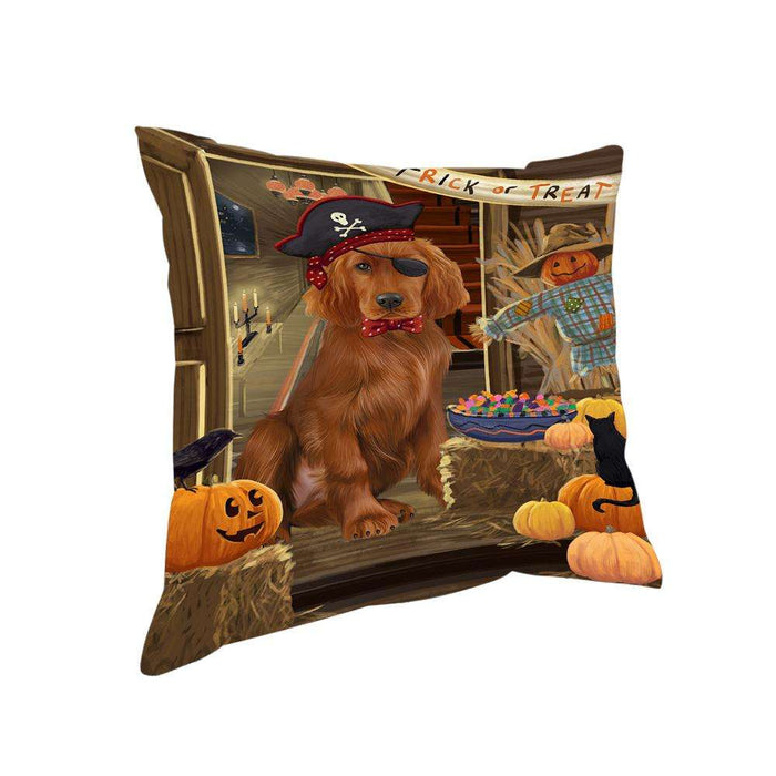 Enter at Own Risk Trick or Treat Halloween Irish Setter Dog Pillow PIL69268