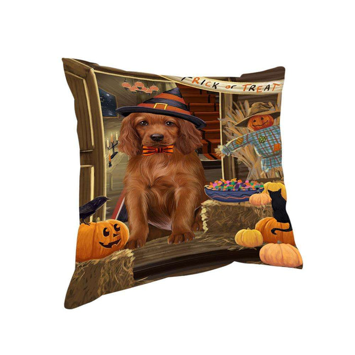 Enter at Own Risk Trick or Treat Halloween Irish Setter Dog Pillow PIL69276