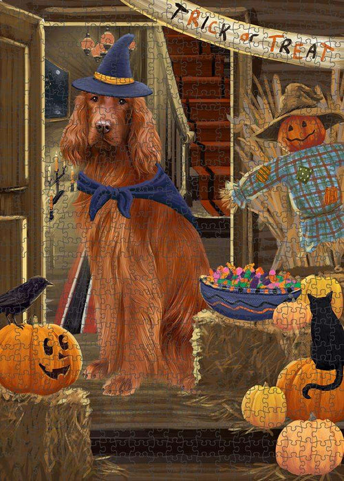 Enter at Own Risk Trick or Treat Halloween Irish Setter Dog Puzzle with Photo Tin PUZL79792