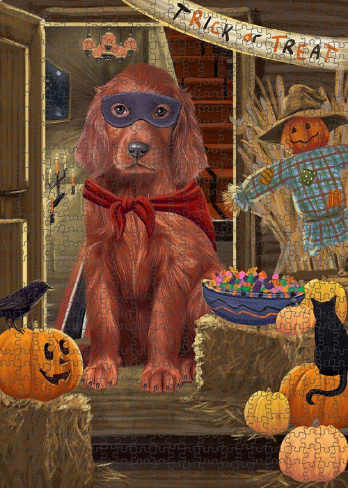 Enter at Own Risk Trick or Treat Halloween Irish Setter Dog Puzzle with Photo Tin PUZL79796