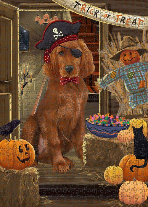 Enter at Own Risk Trick or Treat Halloween Irish Setter Dog Puzzle with Photo Tin PUZL79800