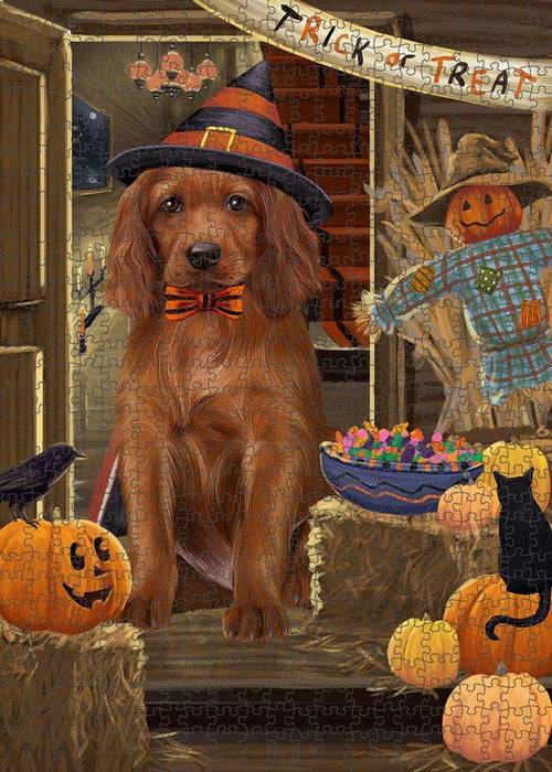 Enter at Own Risk Trick or Treat Halloween Irish Setter Dog Puzzle with Photo Tin PUZL79808