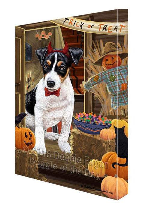Enter at Own Risk Trick or Treat Halloween Jack Russell Terrier Dog Canvas Print Wall Art Décor CVS96353