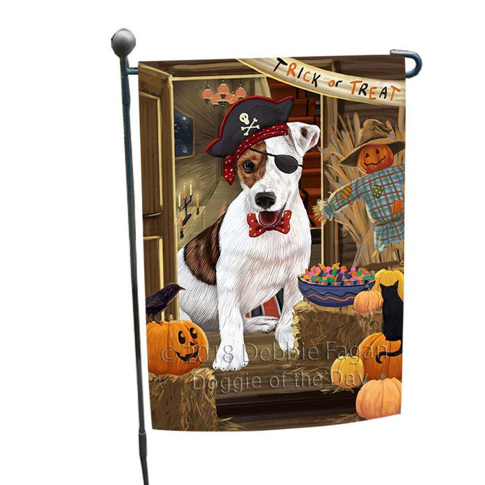 Enter at Own Risk Trick or Treat Halloween Jack Russell Terrier Dog Garden Flag GFLG53228