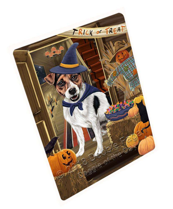 Enter at Own Risk Trick or Treat Halloween Jack Russell Terrier Dog Large Refrigerator / Dishwasher Magnet RMAG79866