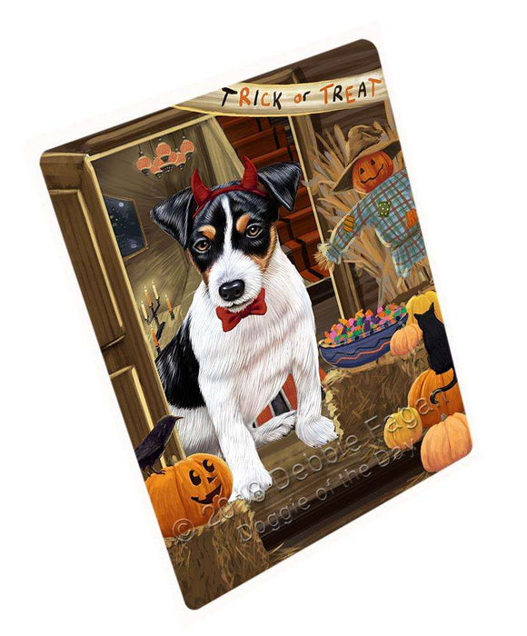 Enter at Own Risk Trick or Treat Halloween Jack Russell Terrier Dog Large Refrigerator / Dishwasher Magnet RMAG79884