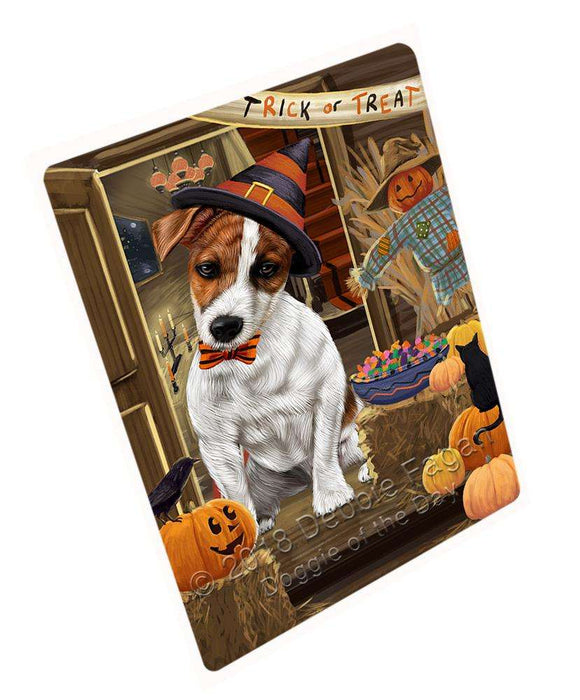 Enter at Own Risk Trick or Treat Halloween Jack Russell Terrier Dog Large Refrigerator / Dishwasher Magnet RMAG79890