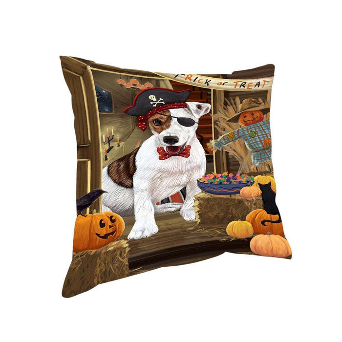 Enter at Own Risk Trick or Treat Halloween Jack Russell Terrier Dog Pillow PIL69288