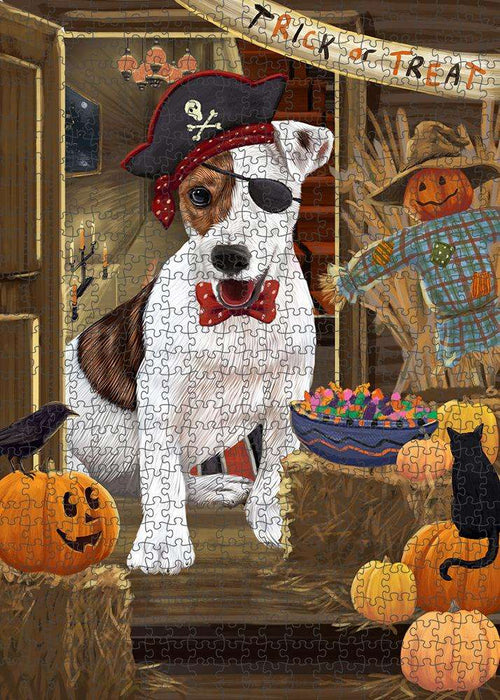 Enter at Own Risk Trick or Treat Halloween Jack Russell Terrier Dog Puzzle with Photo Tin PUZL79820