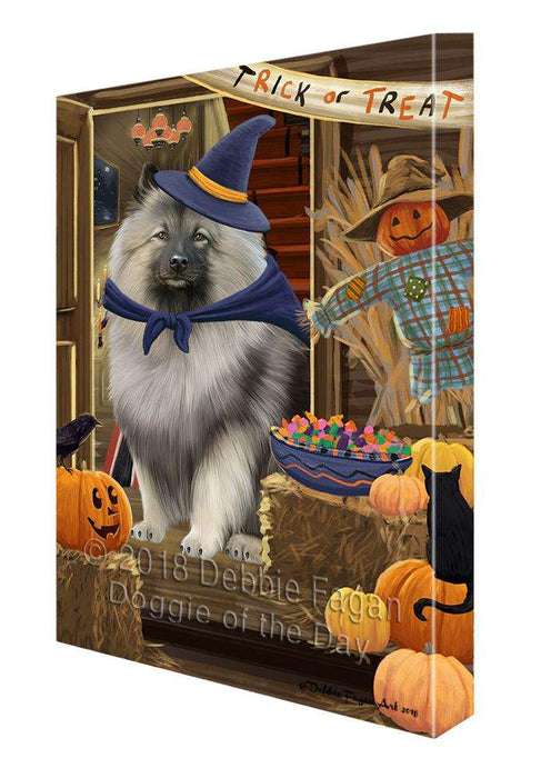 Enter at Own Risk Trick or Treat Halloween Keeshond Dog Canvas Print Wall Art Décor CVS96371