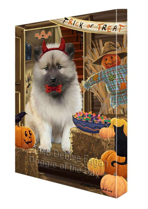 Enter at Own Risk Trick or Treat Halloween Keeshond Dog Canvas Print Wall Art Décor CVS96398