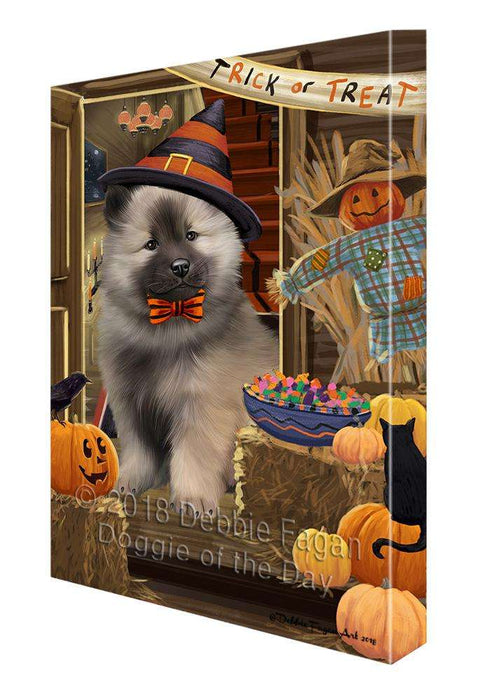 Enter at Own Risk Trick or Treat Halloween Keeshond Dog Canvas Print Wall Art Décor CVS96407
