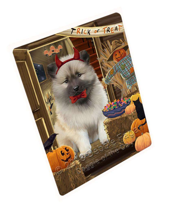 Enter at Own Risk Trick or Treat Halloween Keeshond Dog Cutting Board C63960