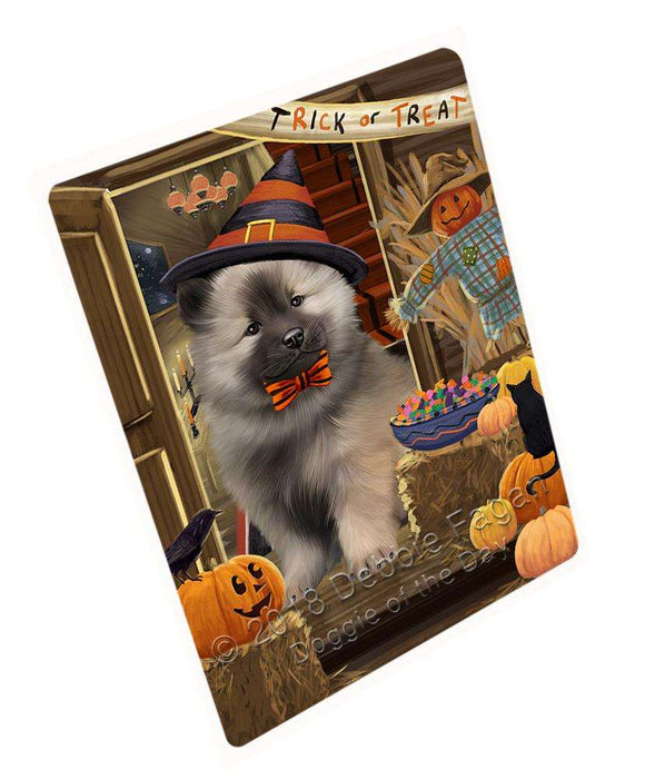 Enter at Own Risk Trick or Treat Halloween Keeshond Dog Cutting Board C63963