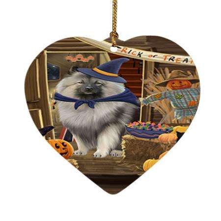 Enter at Own Risk Trick or Treat Halloween Keeshond Dog Heart Christmas Ornament HPOR53169