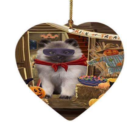 Enter at Own Risk Trick or Treat Halloween Keeshond Dog Heart Christmas Ornament HPOR53170